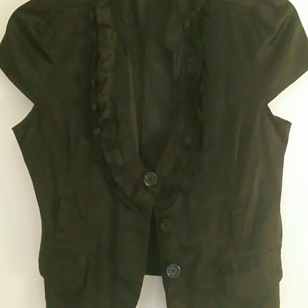 Satin black crop jacket